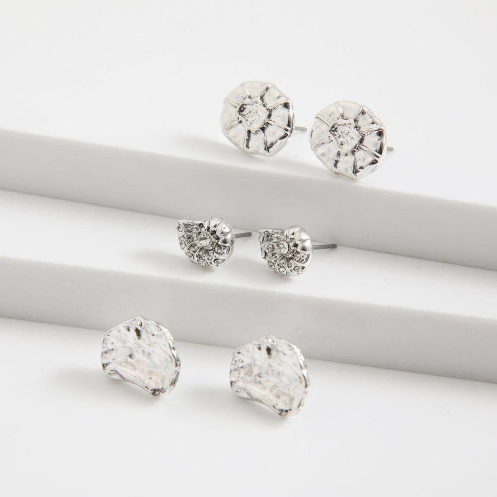 Set de Aros Triple Fosil Plateado Tatienne
