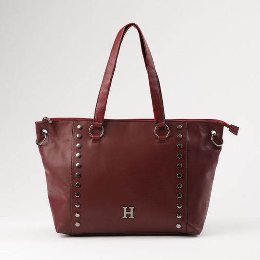 Cartera Tote Erika Ecocuero burdeo con tachas Humana