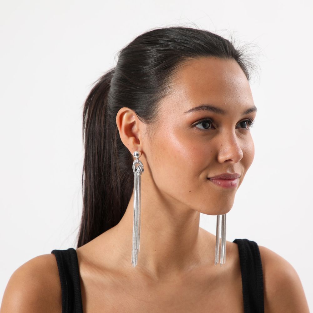 Aros Largo Fringes Dorado Humana