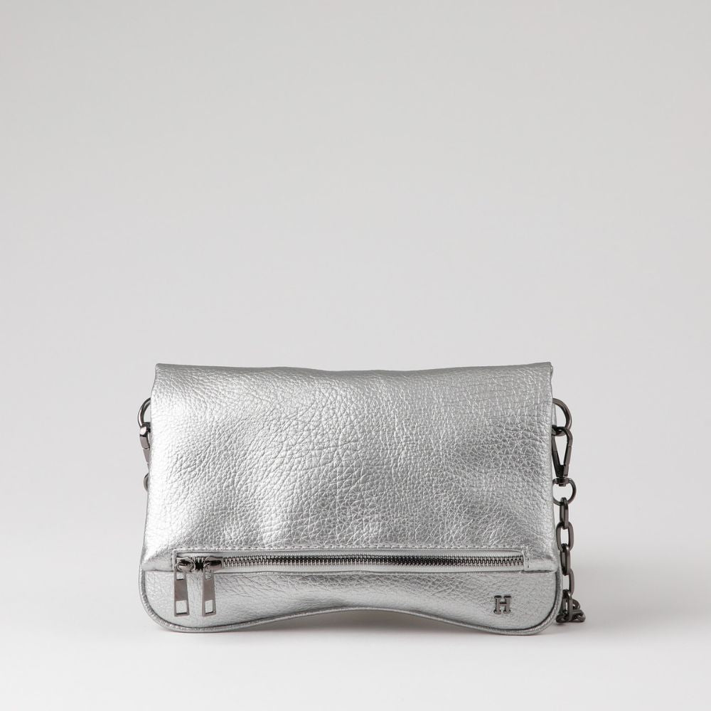 Cartera Bandolera Delia Ecocuero Plateado Humana