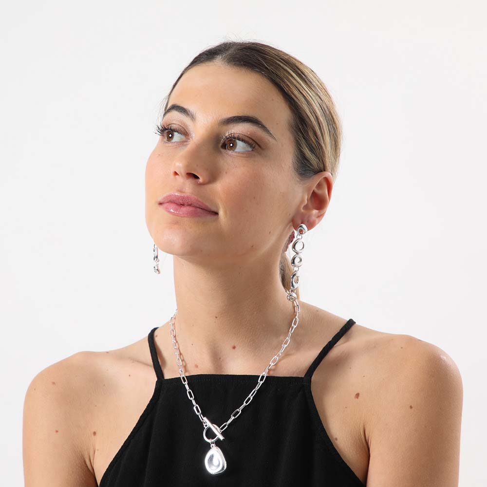 Aros Largo Amande Plateado Tatienne