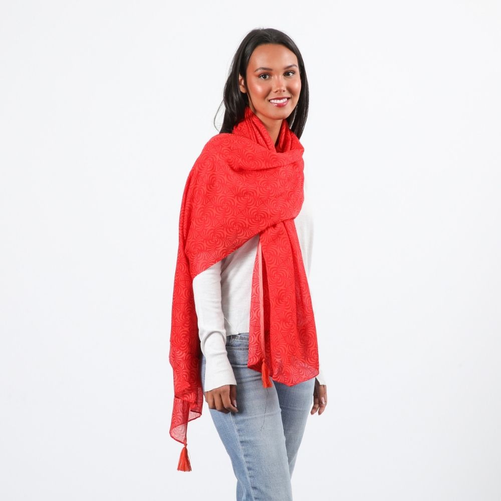 Pañuelo Estampado Bauhinia Rojo I-D