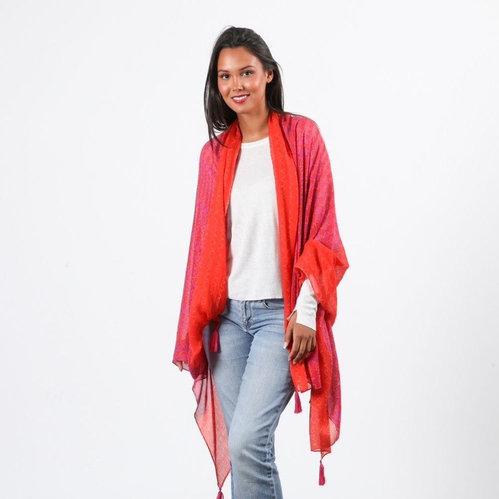 Pañuelo Estampado Begonia Rojo I-D