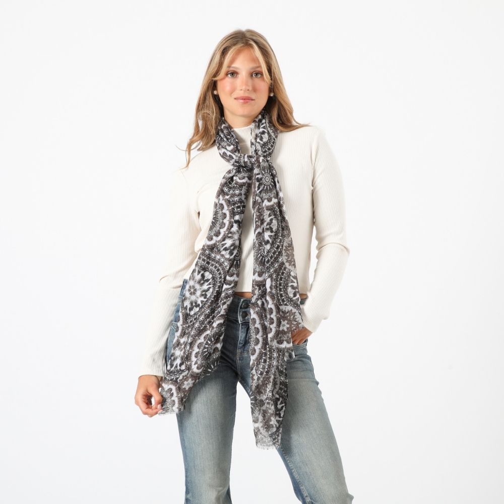 Pañuelo Estampado Laburno Gris I-D