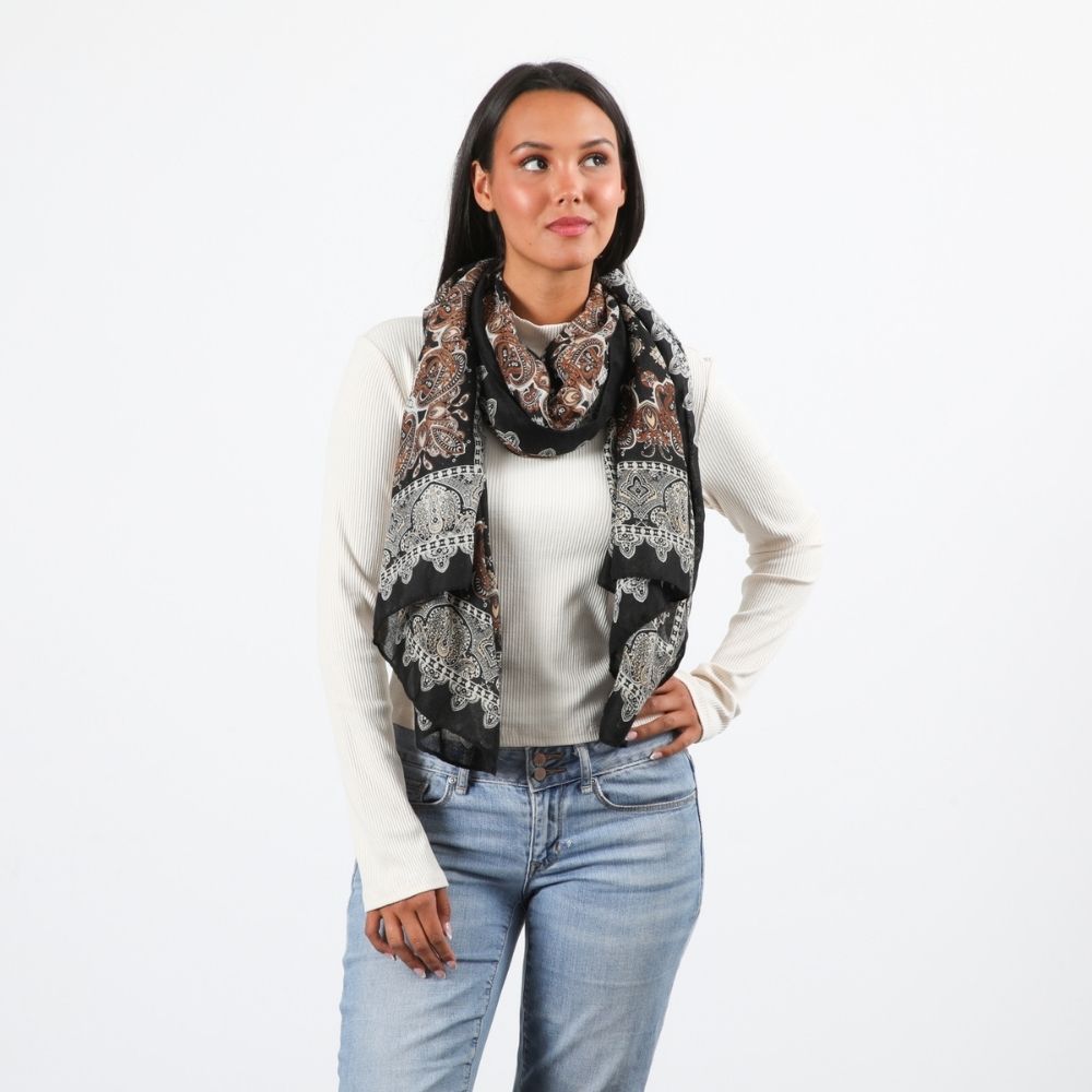 Pañuelo Estampado Violeta Negro I-D