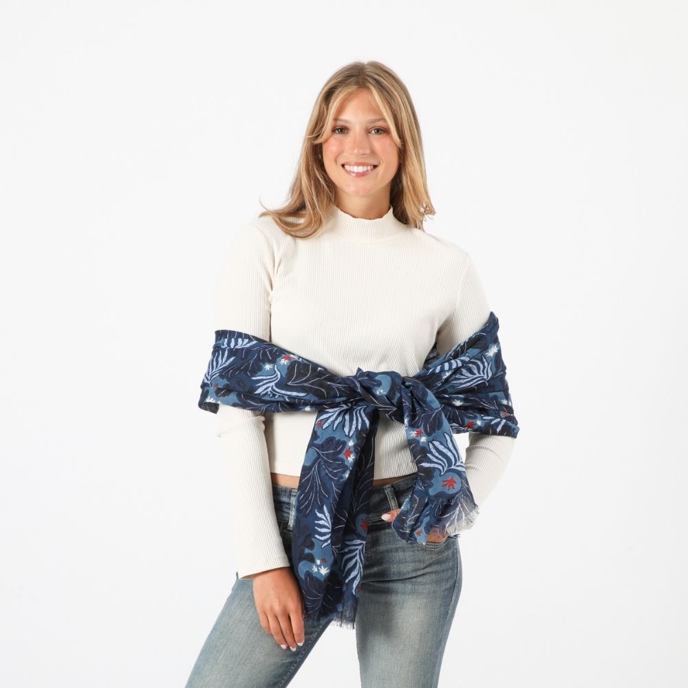 Pañuelo Estampado Gazania Azul I-D