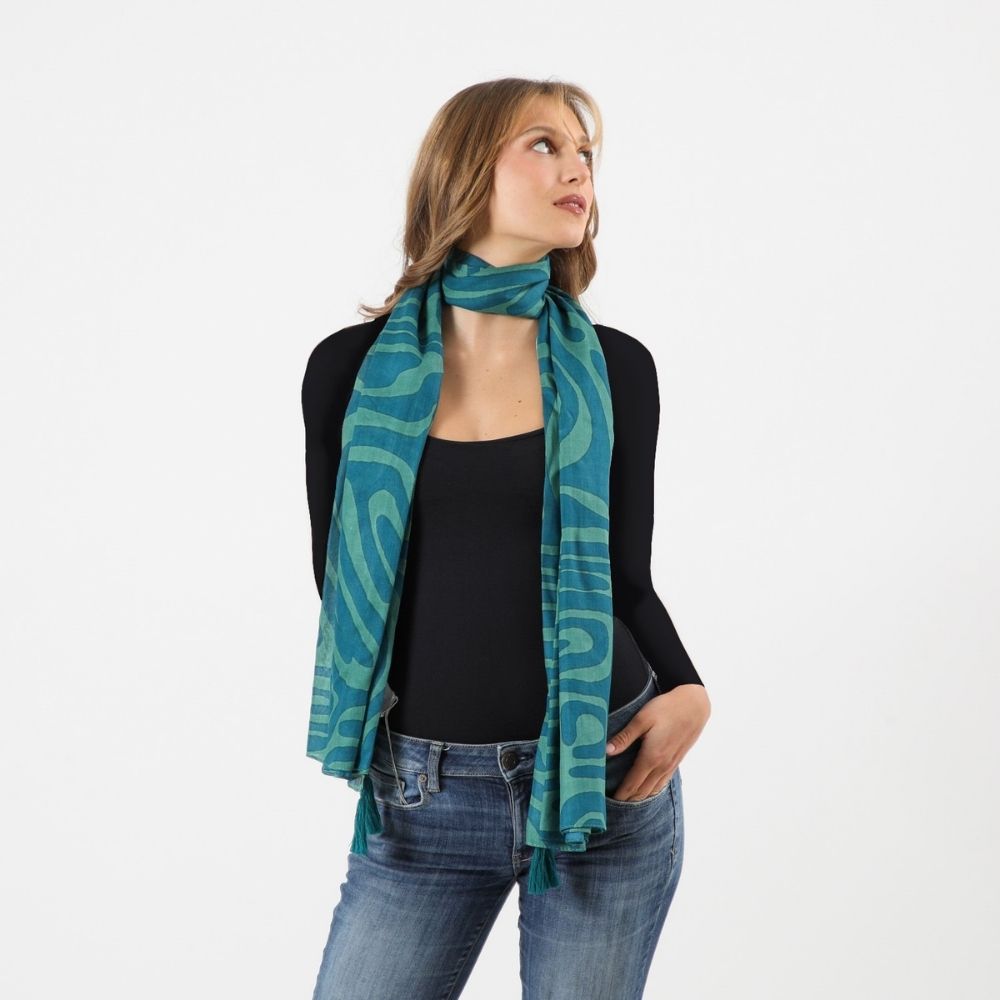 Pañuelo Estampado Baniano Verde I-D