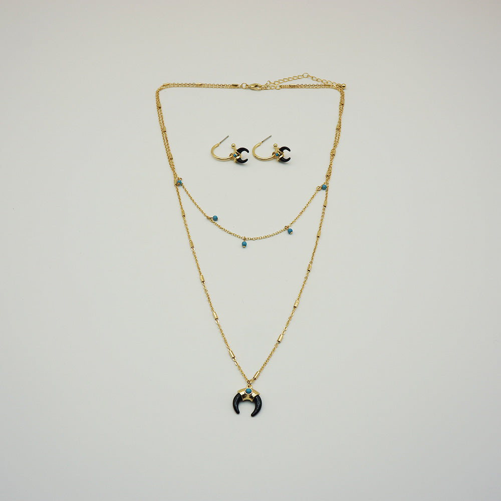 Pack Aros + Collar Luna Dorado Tatienne
