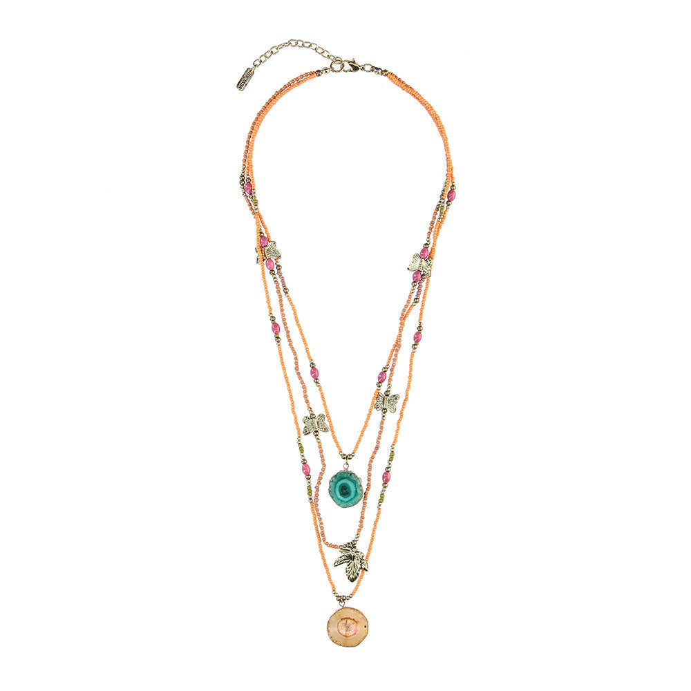 Collar Largo Mariposa Naranjo Humana