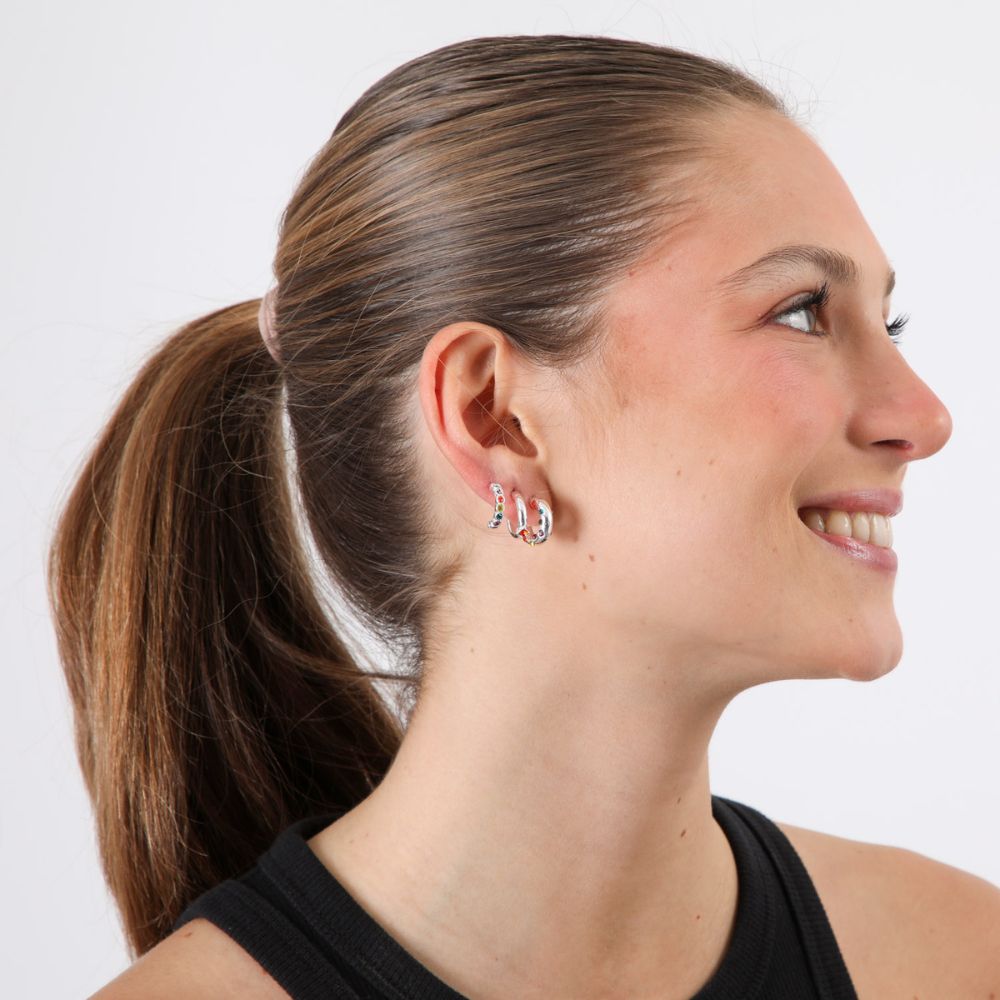 Set de 4 argollas Nuvia Plateado ID