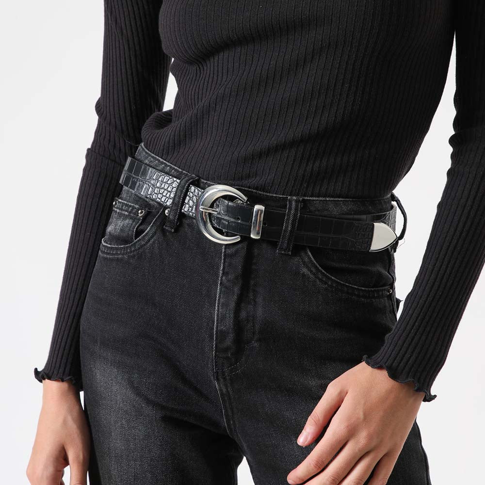 Cinturón Inv Croco Negro Humana