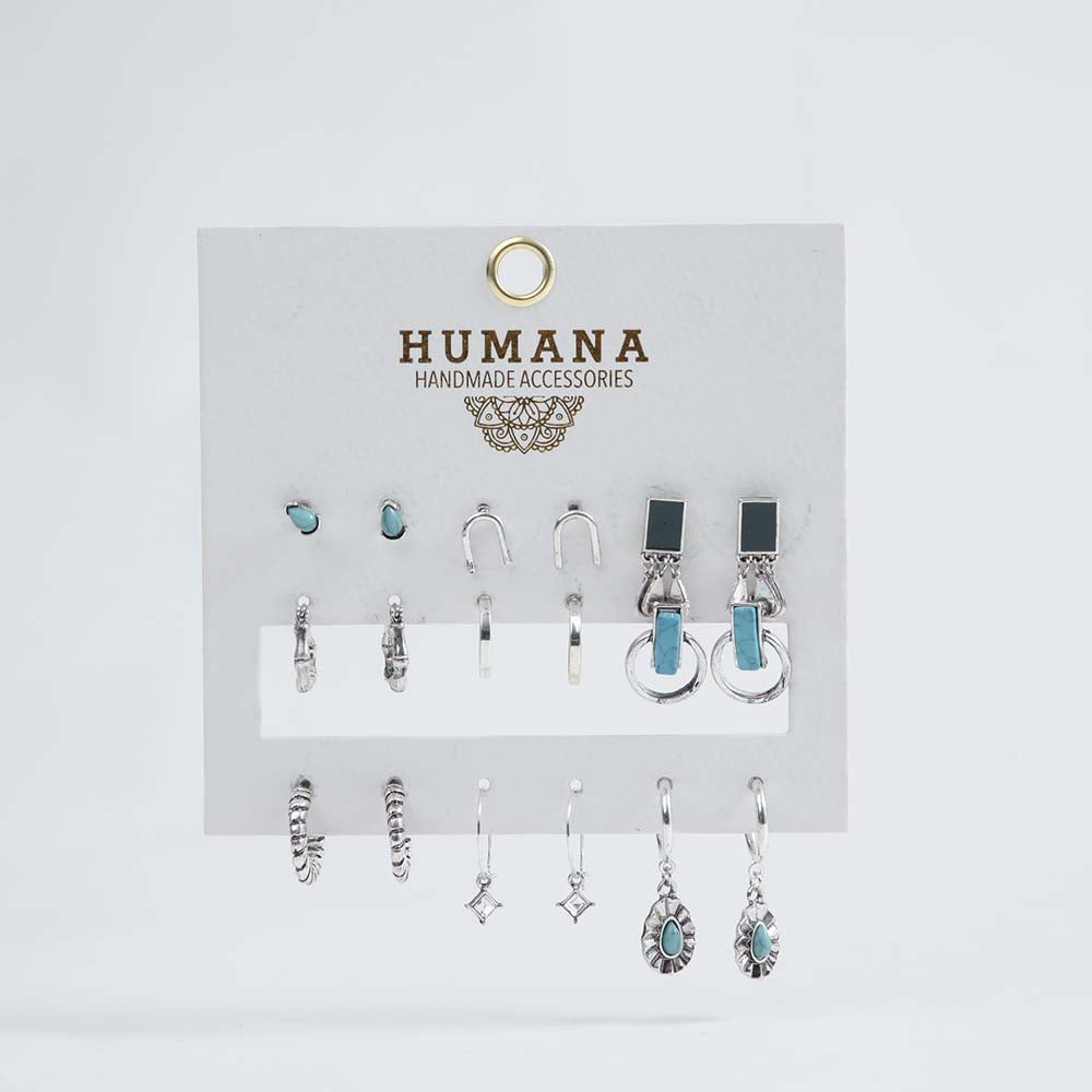 Set Aros Manzanilla Plateados Humana