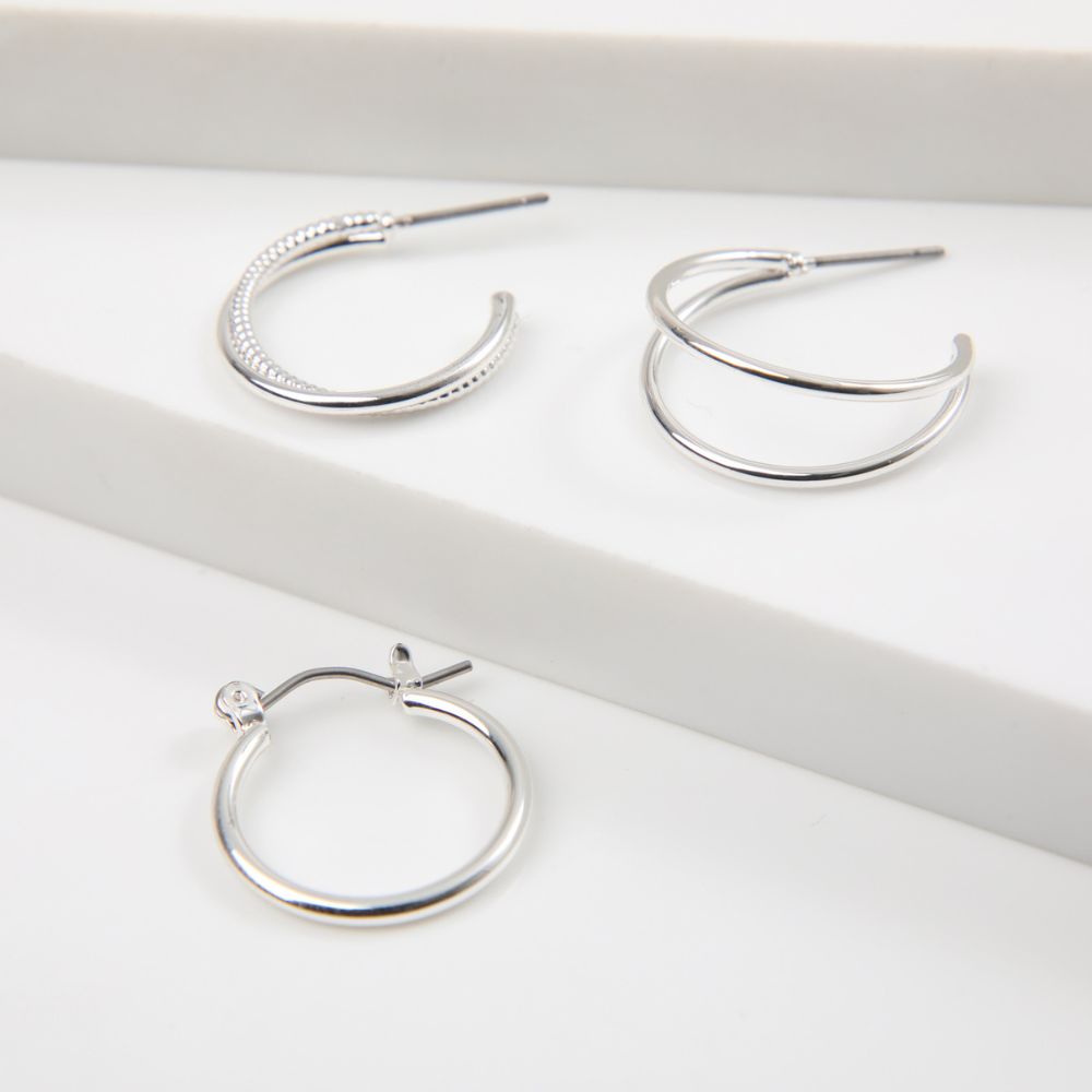 Aros Set Mila Plateado i-D