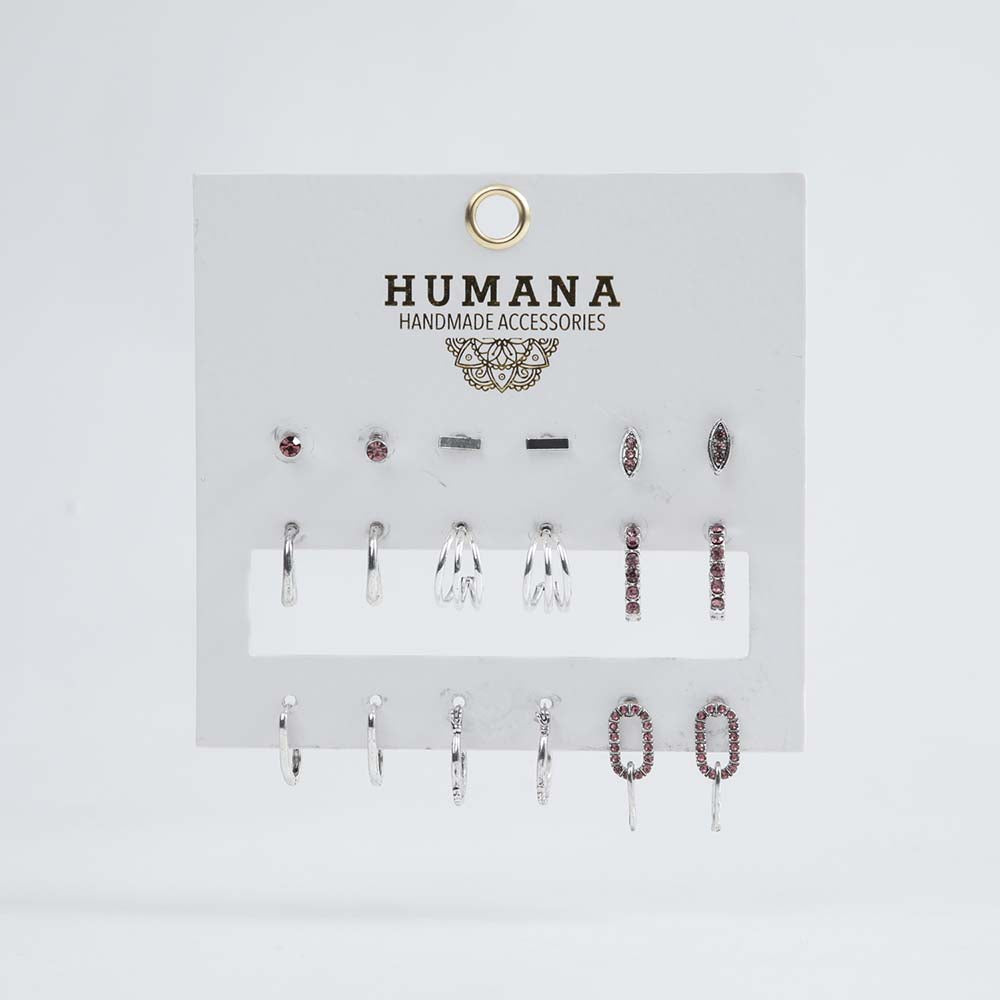 Set Aros Glicina Plateados Humana