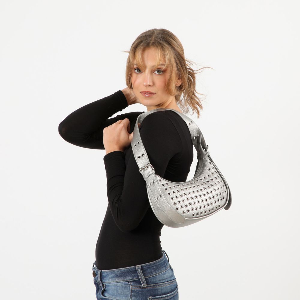 Cartera Hombro Amelie Plateado I-D