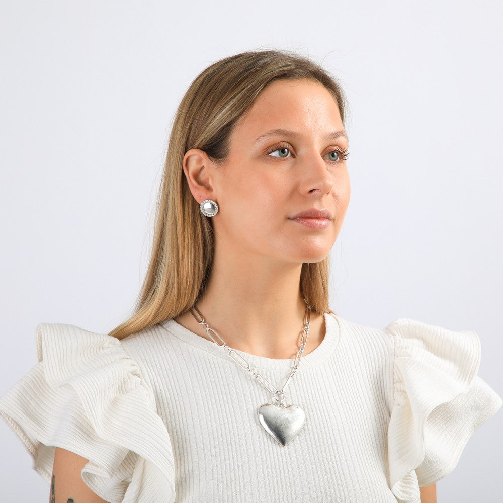 Set De Collar Teo Plateado Humana