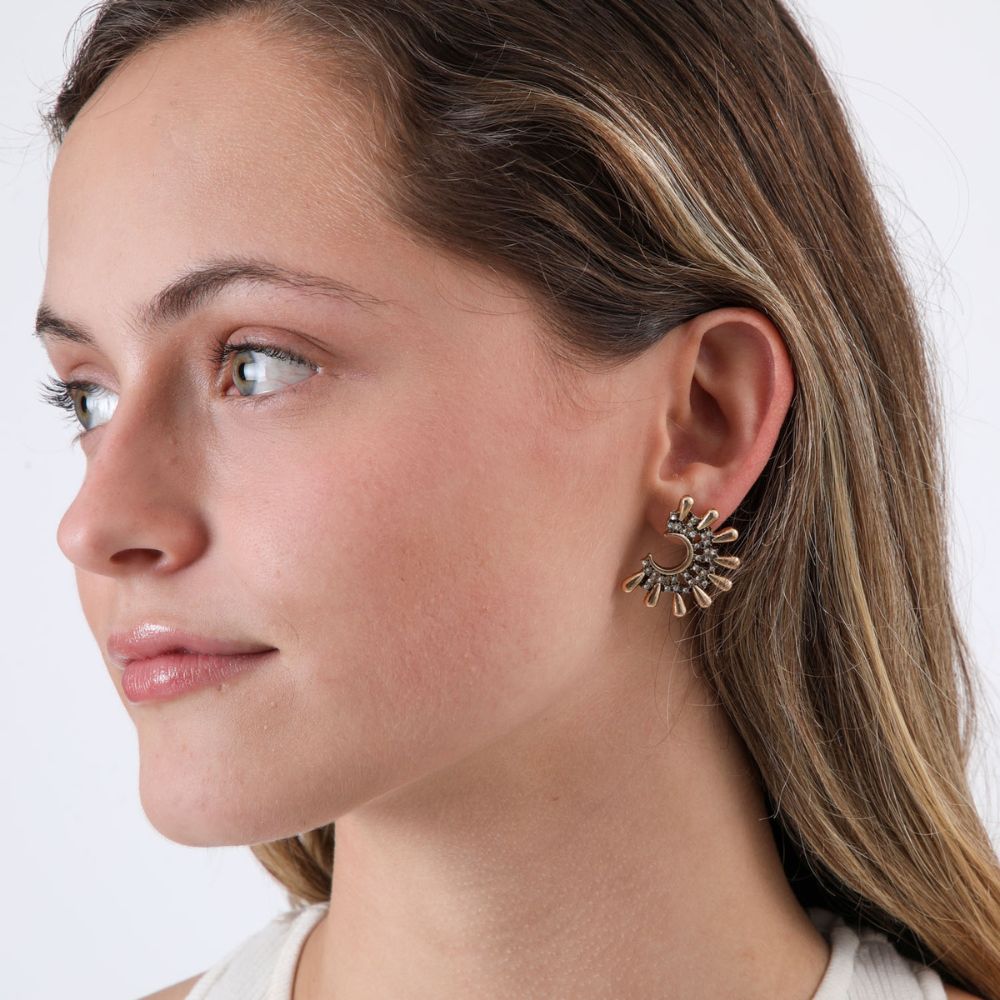 Aros Pegado Crown Dorado Humana