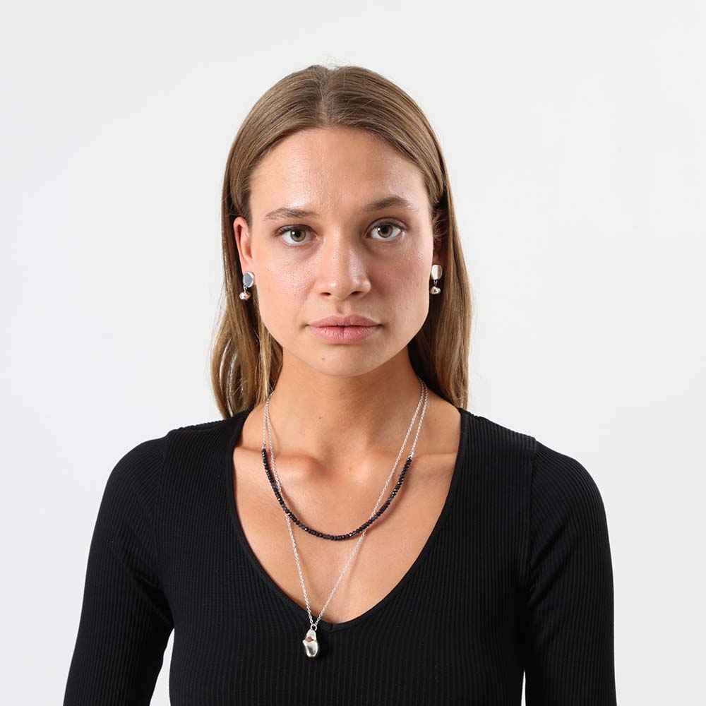 Collar Largo Braids Plateado Humana