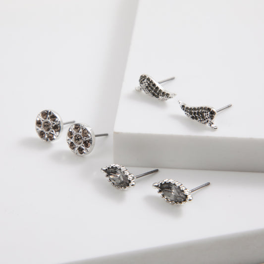 Aros Set Lila Plateado Humana