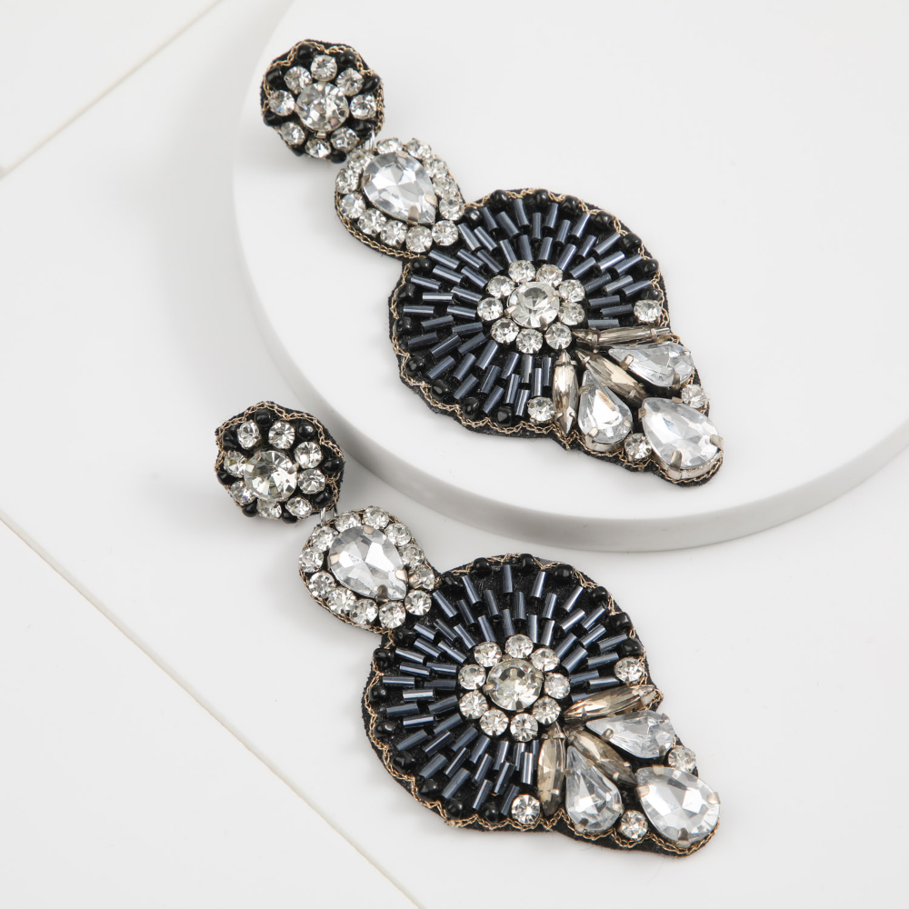 Aros Largo Brillos Azul Humana