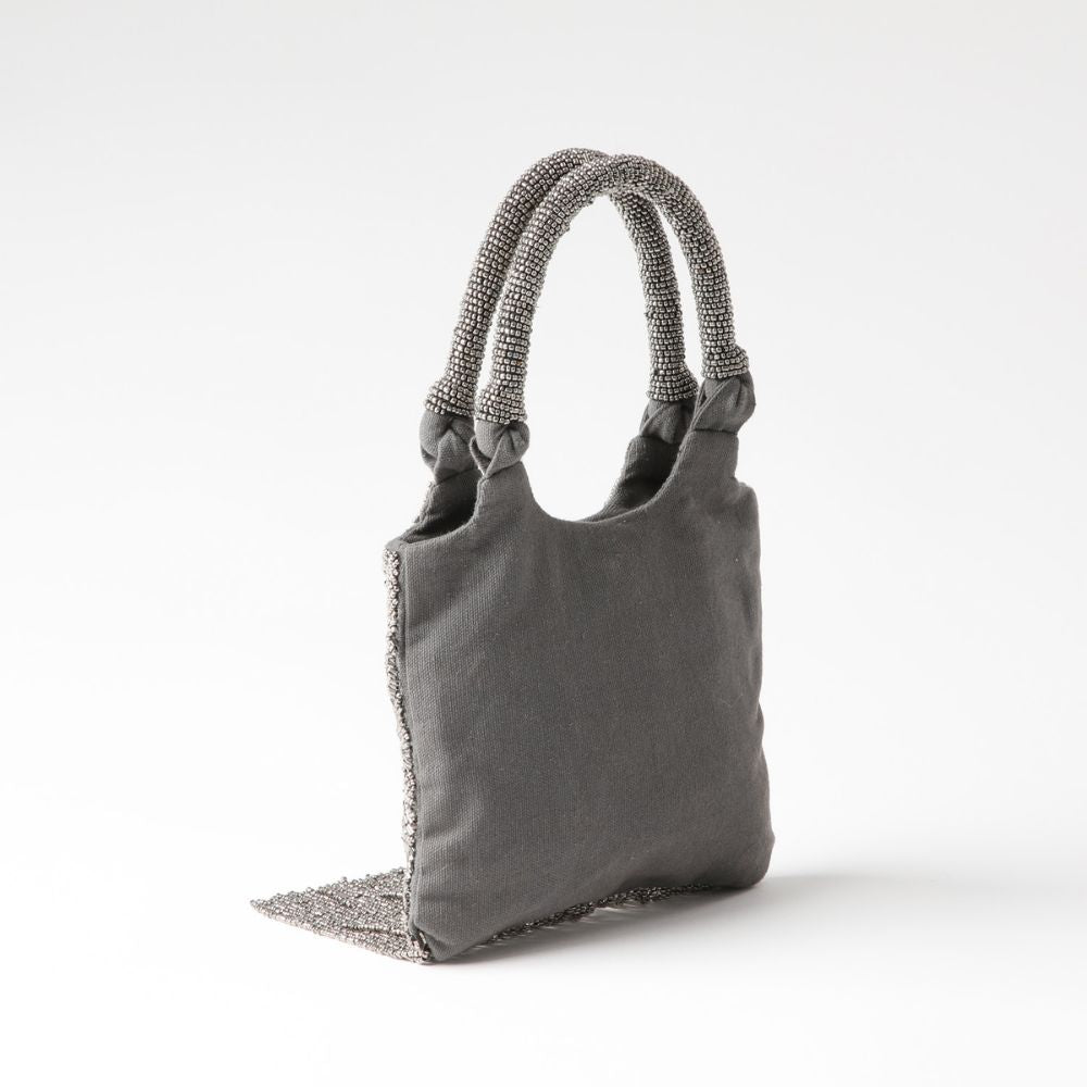 Cartera De Fiesta Bordado Flor Gris Humana
