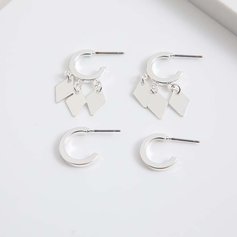 Set De Aros Rain Plateados Tatienne