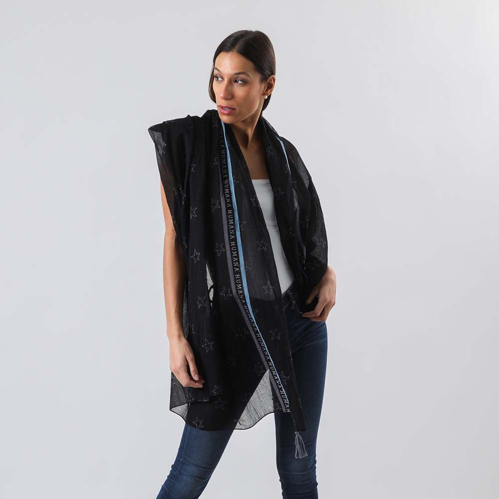Pañuelo Estampado Estrellas Negro Humana