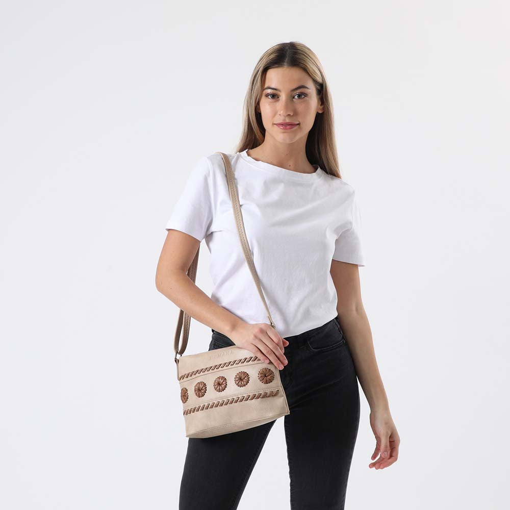 Cartera Cruzada Flower Beige Humana