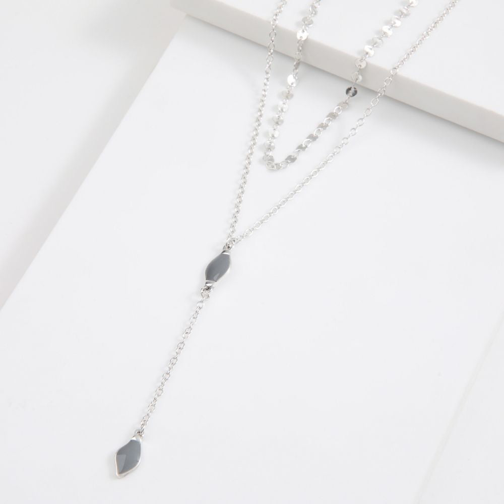 Collar Doble Rombo Plateado Humana