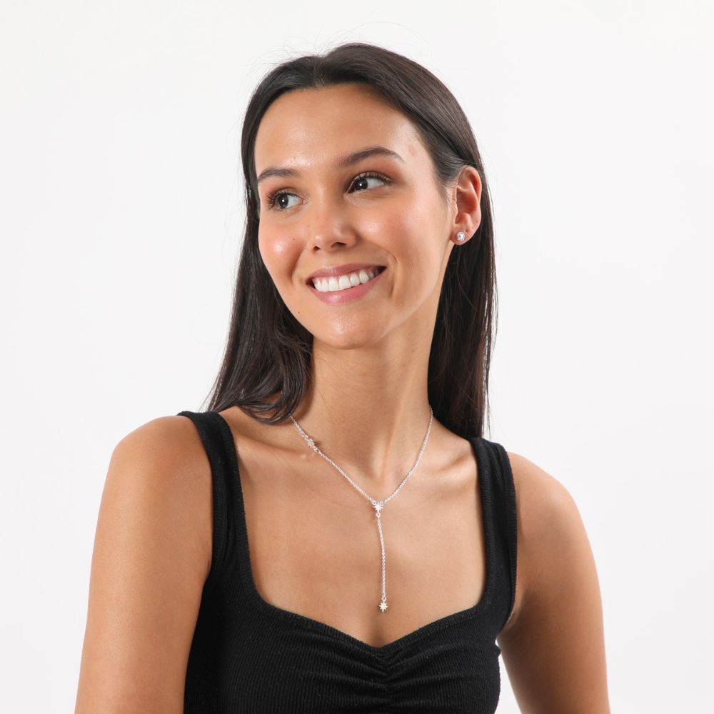 Set Collar Y Aros Evelina Plateado i-D