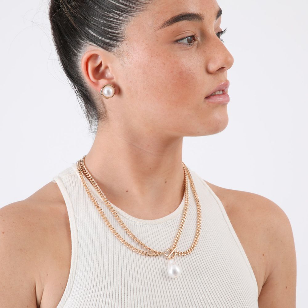 Set de aros y collar Polonia Dorado ID