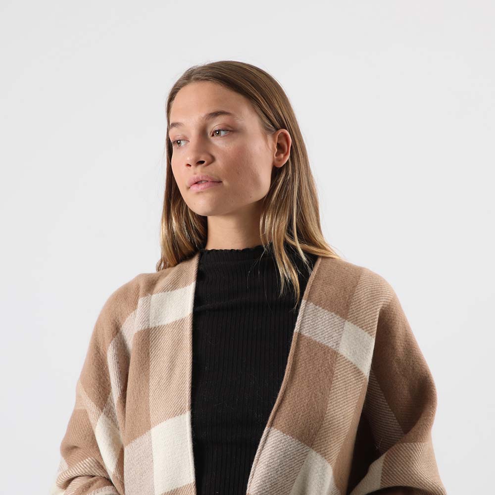 Poncho Tejido Zigzag Café Humana