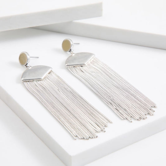 Aros Cadena Larga Plateado Humana