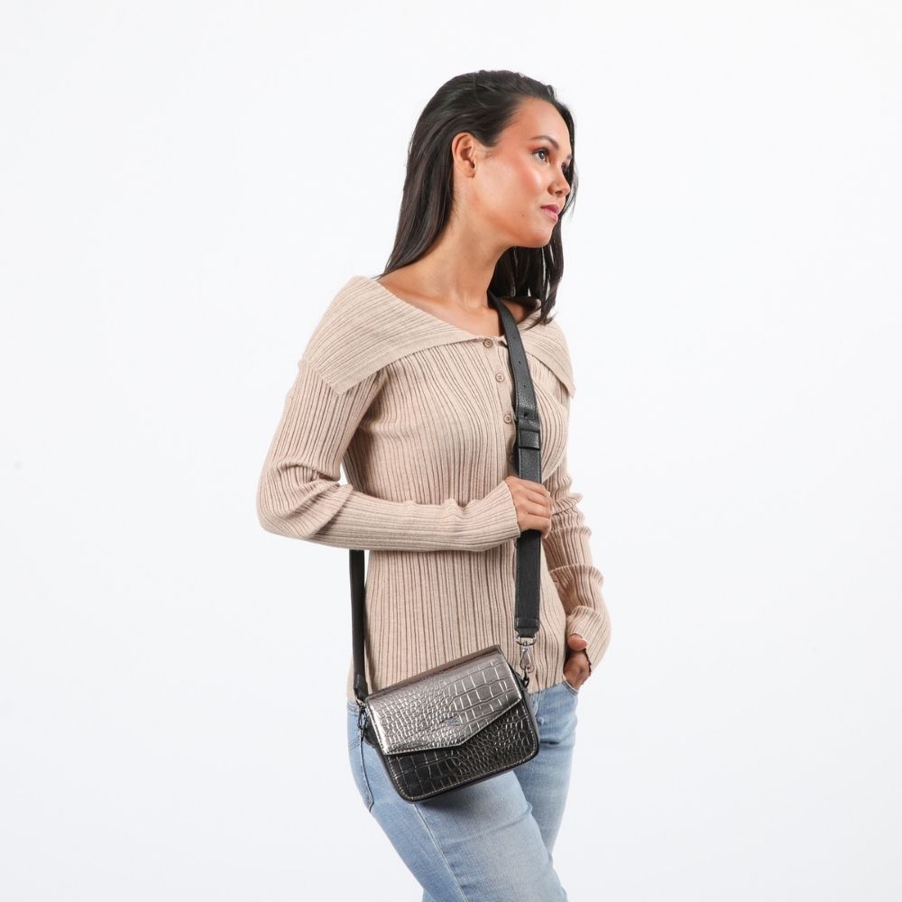 Cartera Cruzada Graz Plateado Tatienne