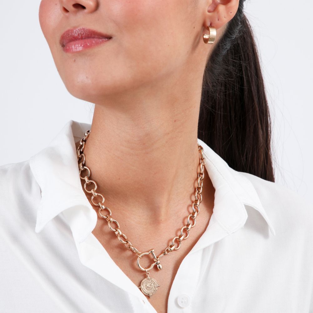 Collar Cadena Eslabones Circulares Dorado Tatienne
