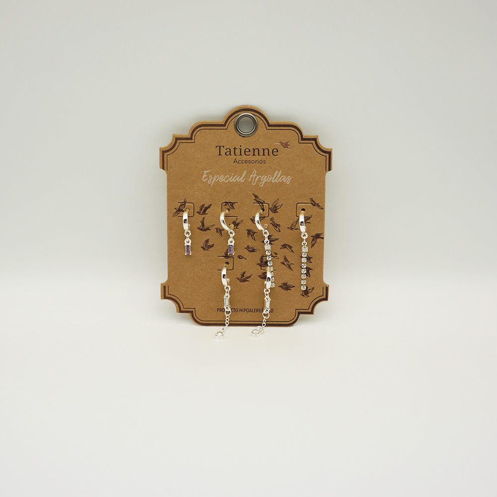 Set de argollas plateadas Especial Argollas Colibri Tatienne