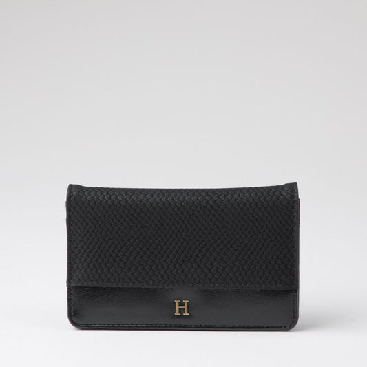 Billetera Chica Emi Ecocuero Snake Negra Humana