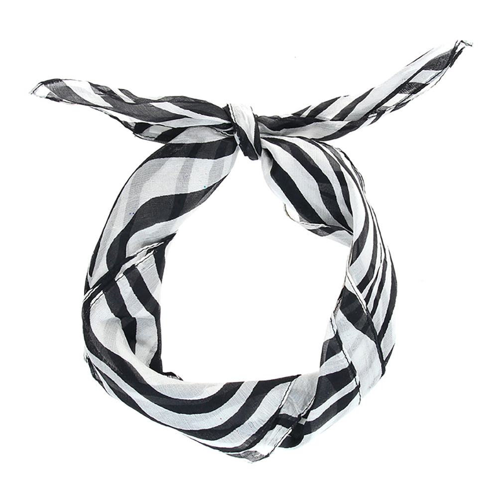 Bandana de Seda Negro Zebra Humana