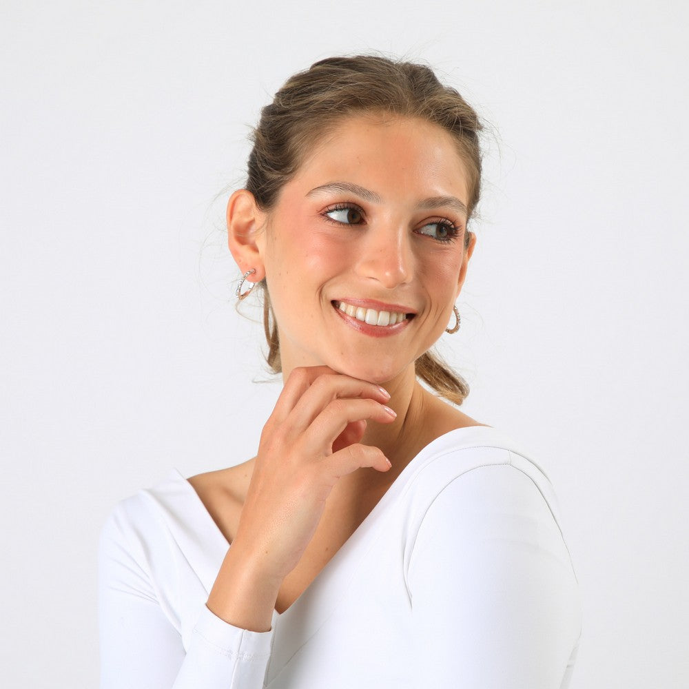 Aros Argollas Perla Plateado Humana