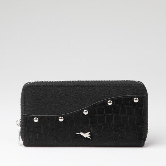 Billetera mediana Sven Ecocuero croco negro Tatienne
