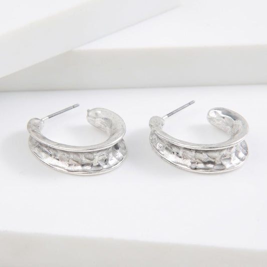 Aros Argolla Martelado Plateado Humana