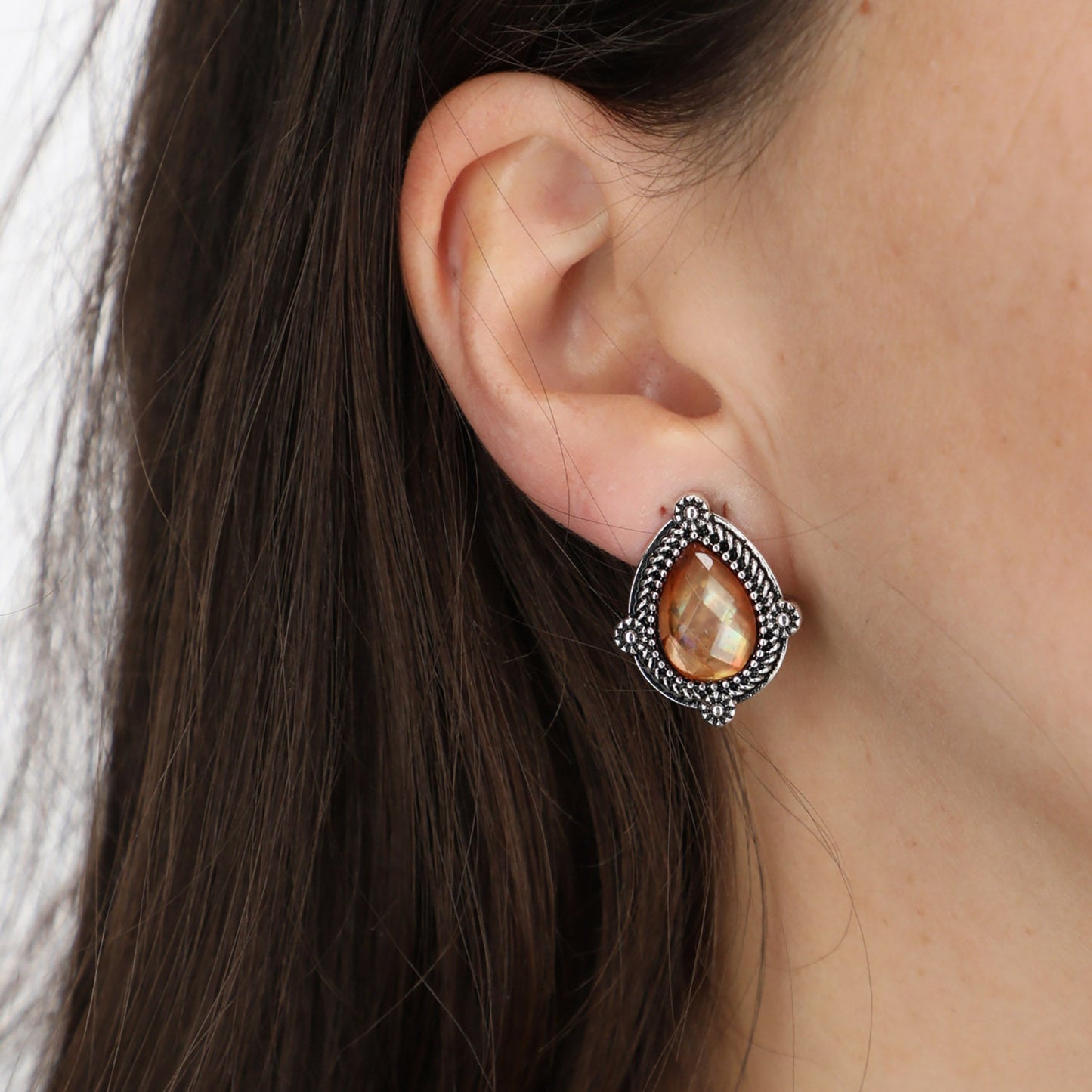 Aros Clip Agata Ocre Humana