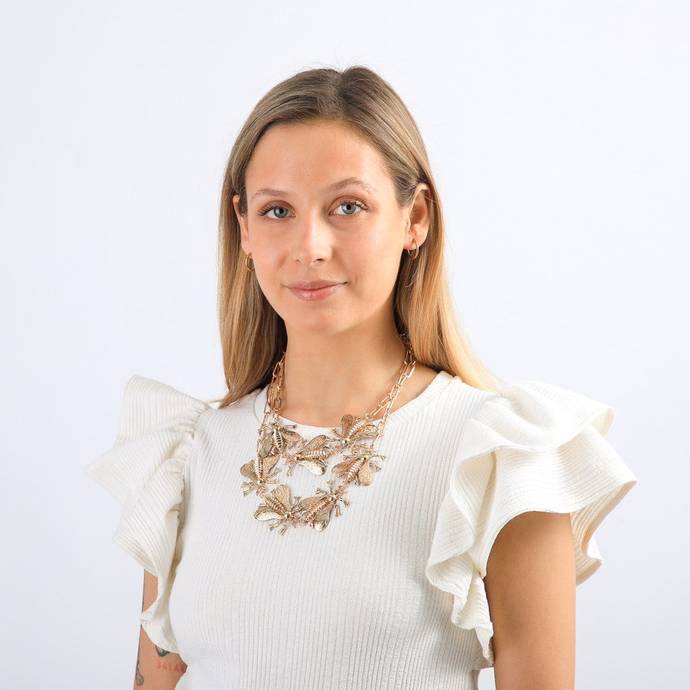 Collar Corto Bee Dorado Humana