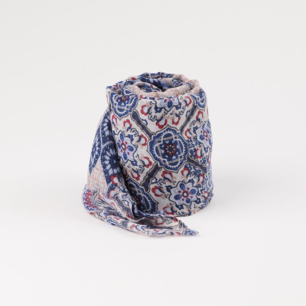 Pañuelo Estampado Marsala Mosaico Azul Id