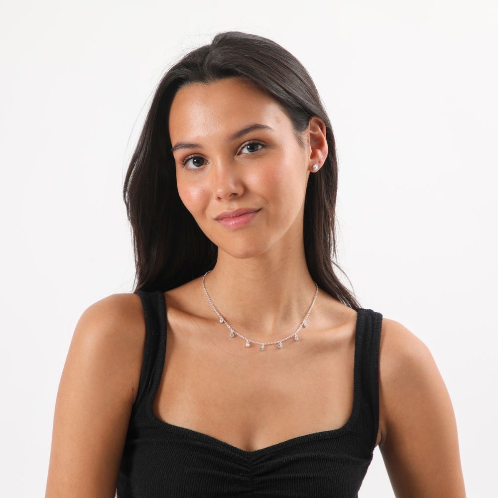 Set Collar Y Aros Sansa Plateado i-D