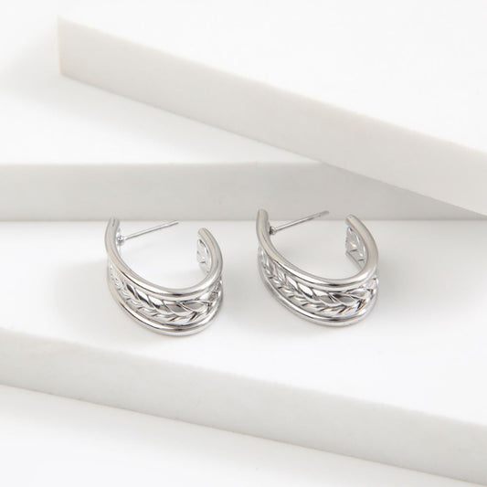 Aros Argolla Palco Plateado Acero Inoxidable Humana