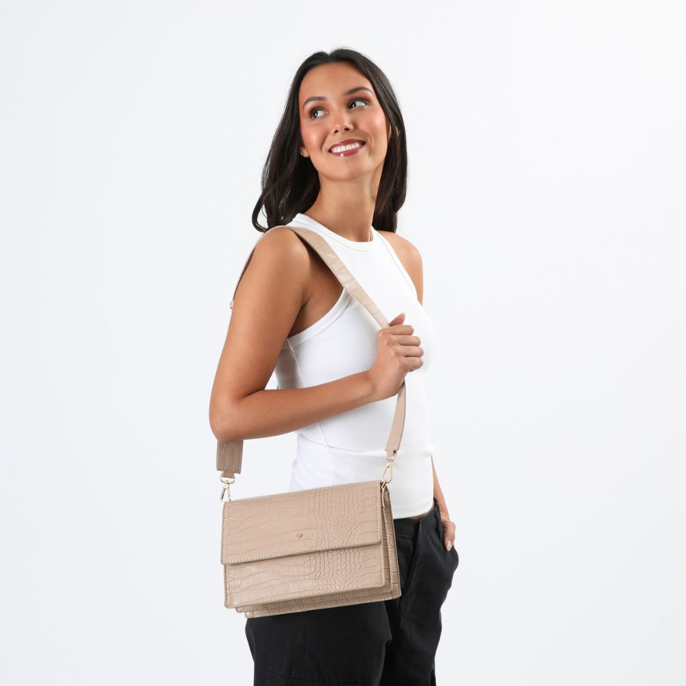 Cartera Bandolera Ecocuero Calais Beige i-D