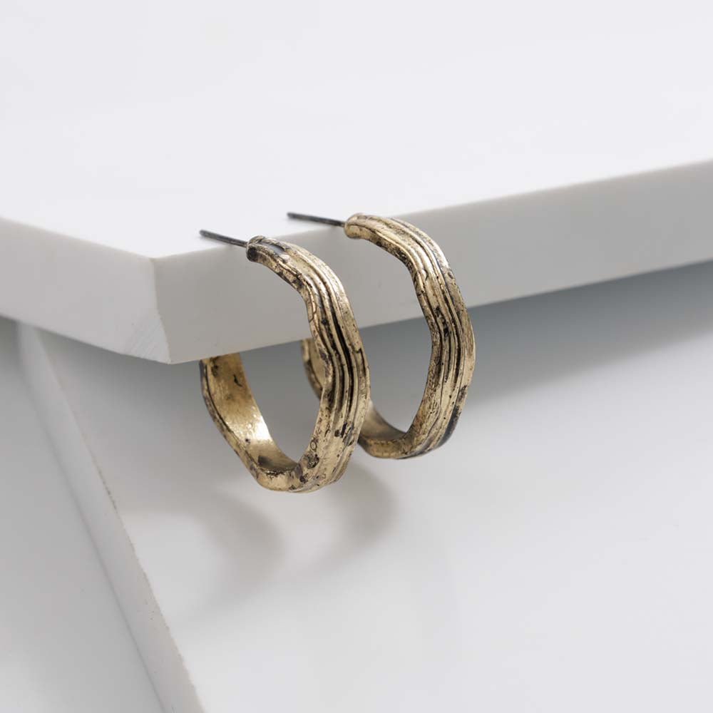 Aros Argolla Dorado Waves Humana