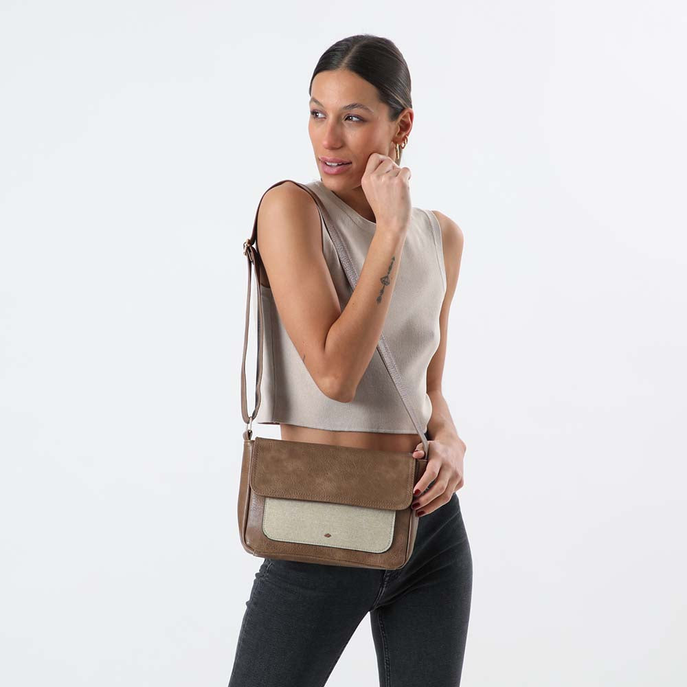 Cartera Cruzada Sara Beige i-D