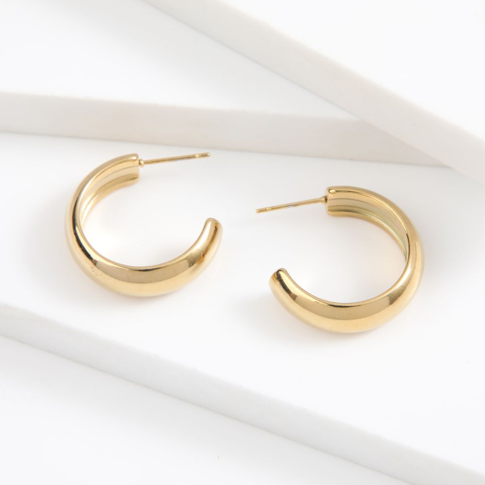 Aros Argolla Jany Dorado Acero Inoxidable Humana